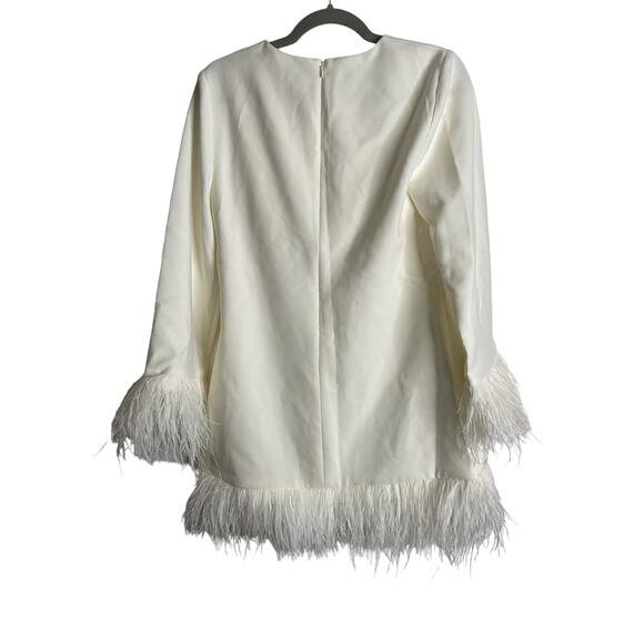 Likely Marullo Mini Sheath Dress Long Sleeve Ostrich Feather Detail Bridal 8 - Picture 7 of 9